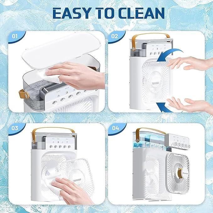 4-in-1 Portable Air Cooler Fan – Mist Spray | Humidifier | USB Fan | Mini AC for Home & Office