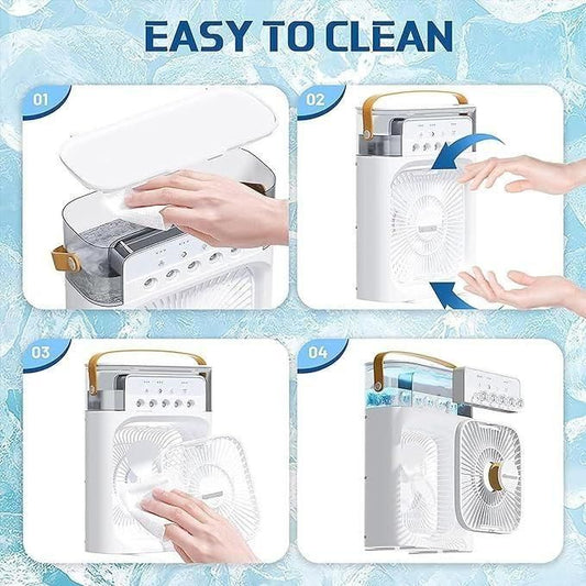 4-in-1 Portable Air Cooler Fan – Mist Spray | Humidifier | USB Fan | Mini AC for Home & Office