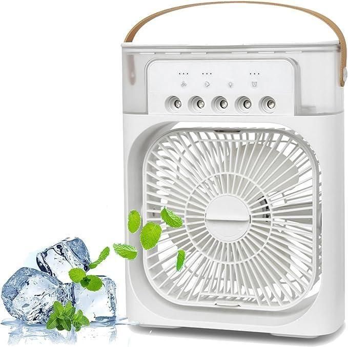 4-in-1 Portable Air Cooler Fan – Mist Spray | Humidifier | USB Fan | Mini AC for Home & Office